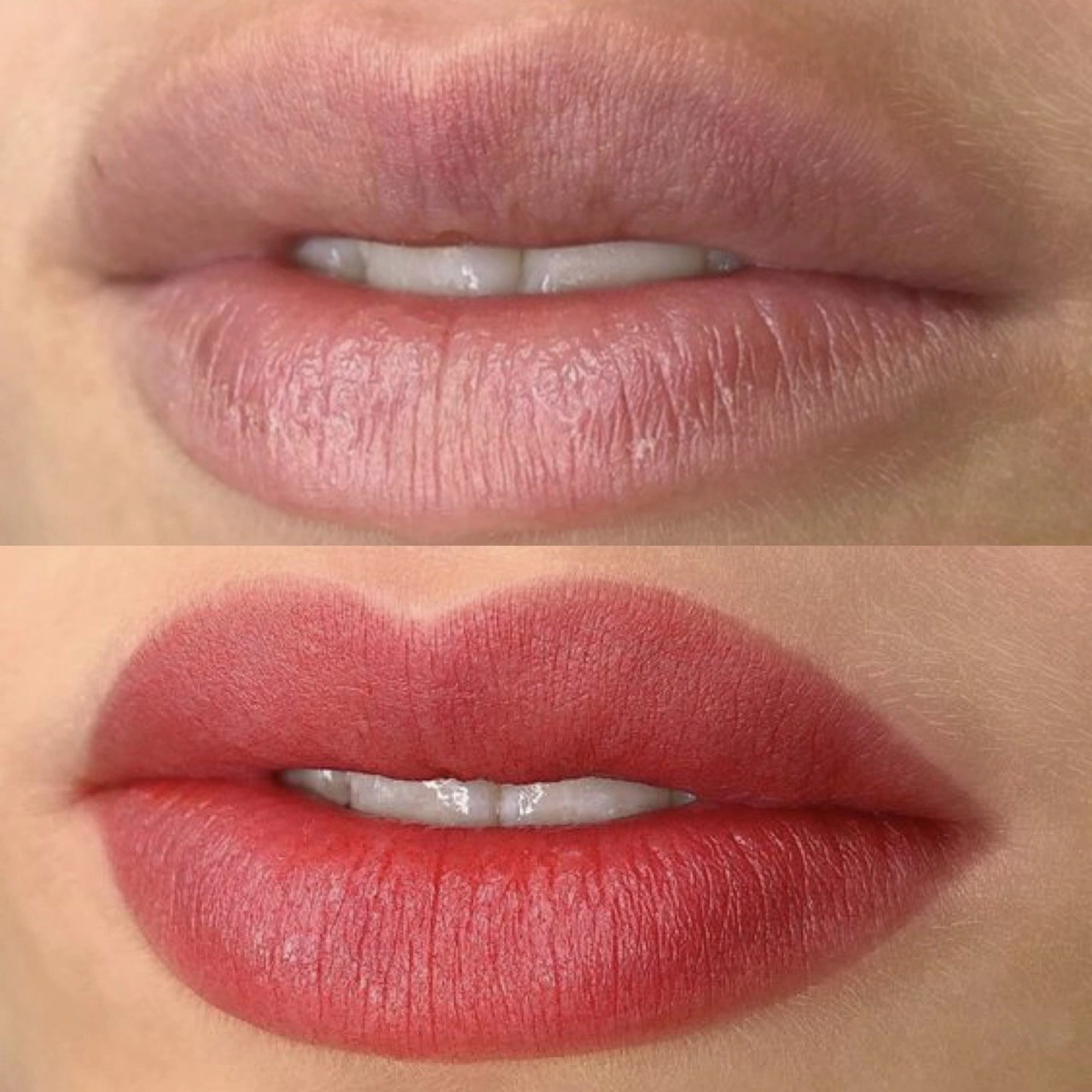 Акварельные губы до и после